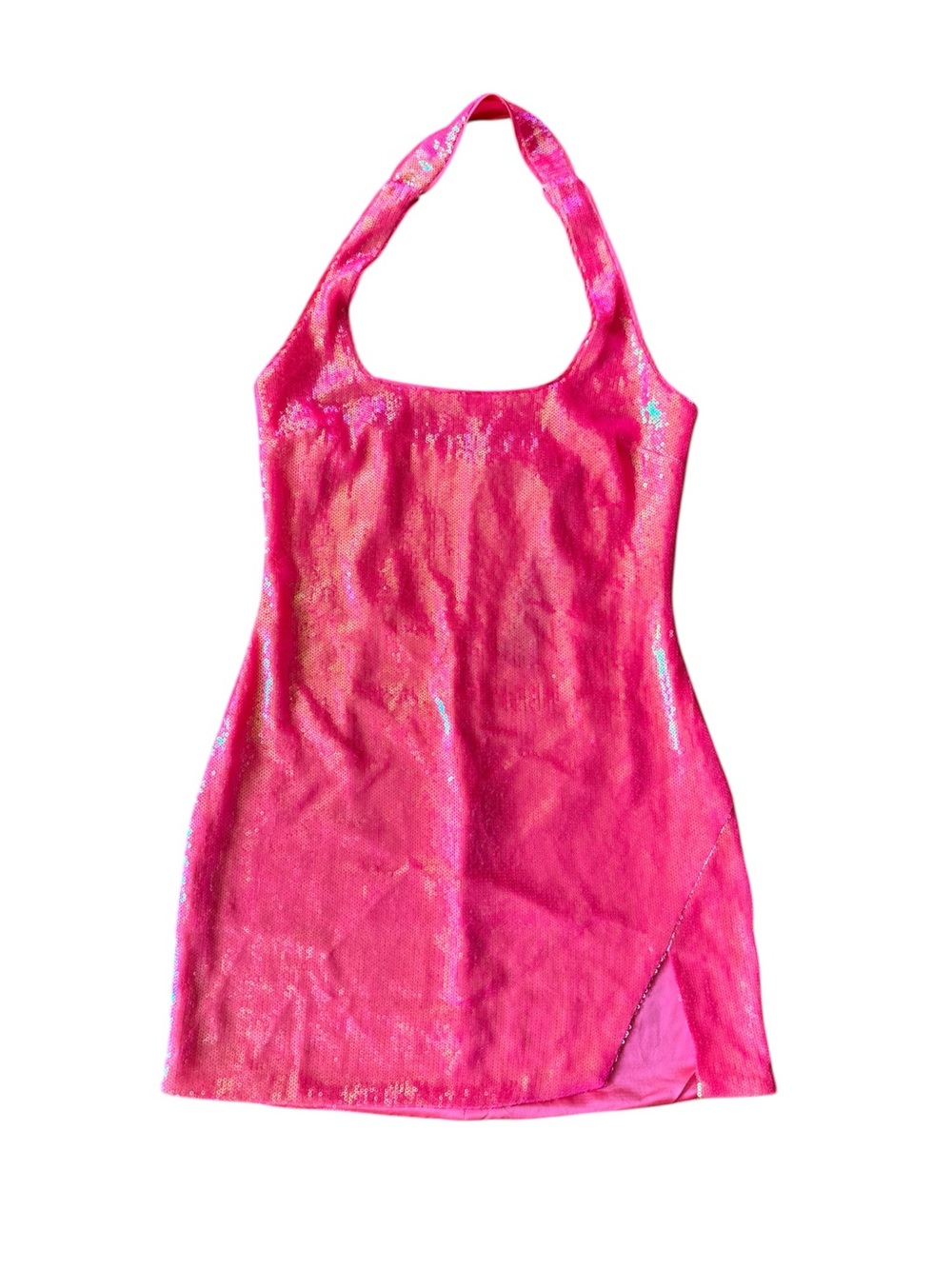NWT Lulus Shimmering Sweetie Hot Pink
Sequin Halter Bodycon Mini Dress - Picture 4 of 12